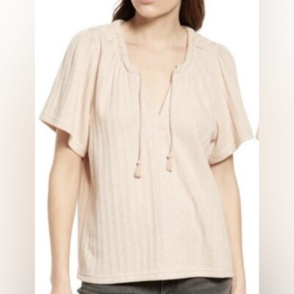 Madewell Pointelle Tie Neck Tunic Top Avalon Pink Size‎ XS